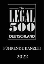 Siegel "Führende Kanzlei 2022" von The Legal 500, Deutschland